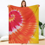Red Yellow And Orange Tie Dye Print Blanket