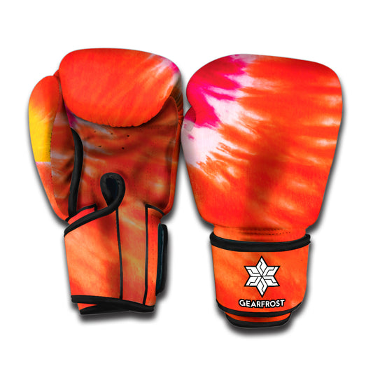 Red Yellow And Orange Tie Dye Print Boxing Gloves