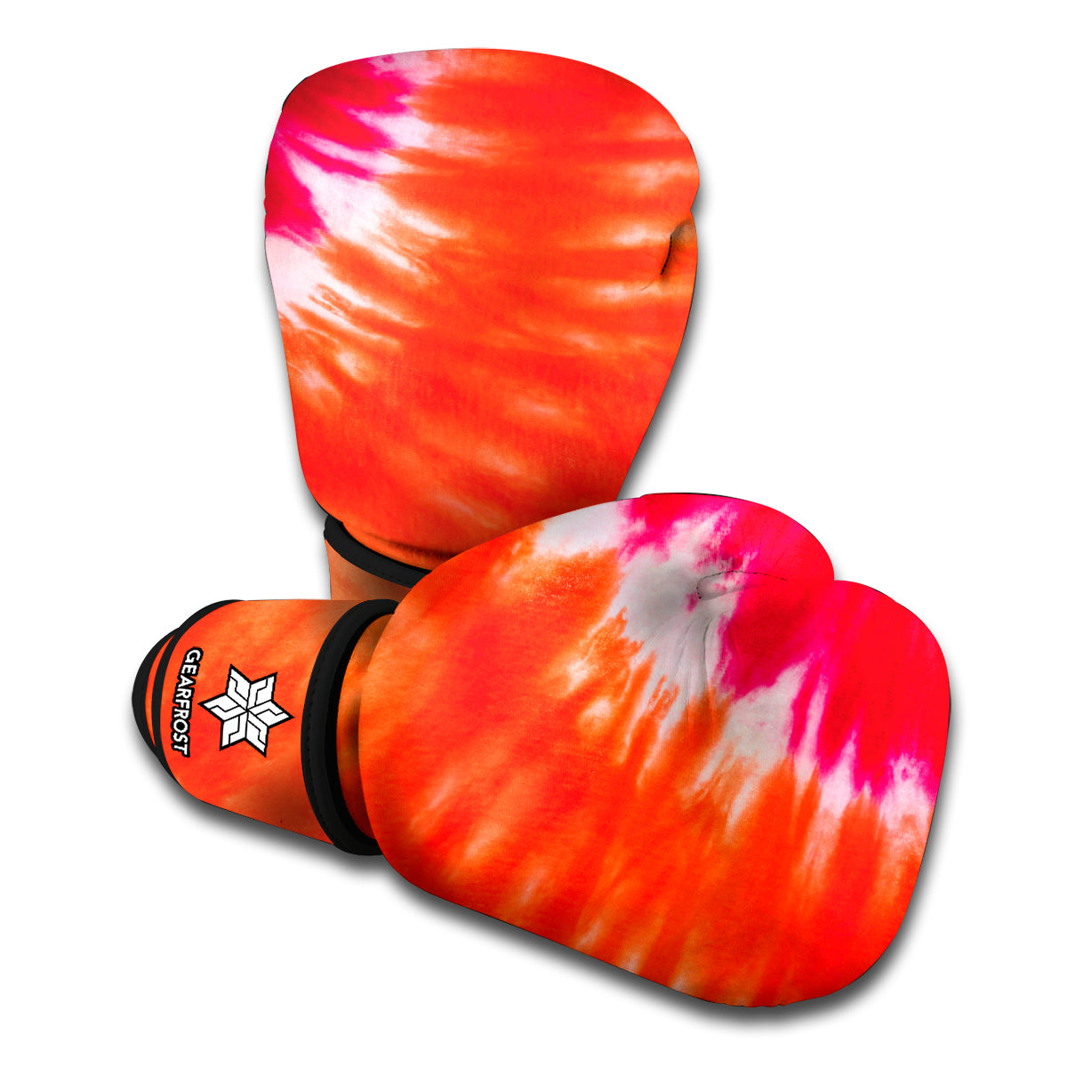 Red Yellow And Orange Tie Dye Print Boxing Gloves