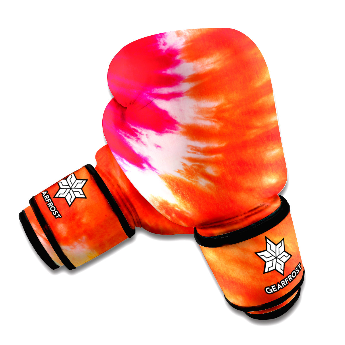 Red Yellow And Orange Tie Dye Print Boxing Gloves