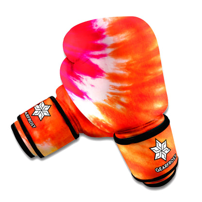 Red Yellow And Orange Tie Dye Print Boxing Gloves