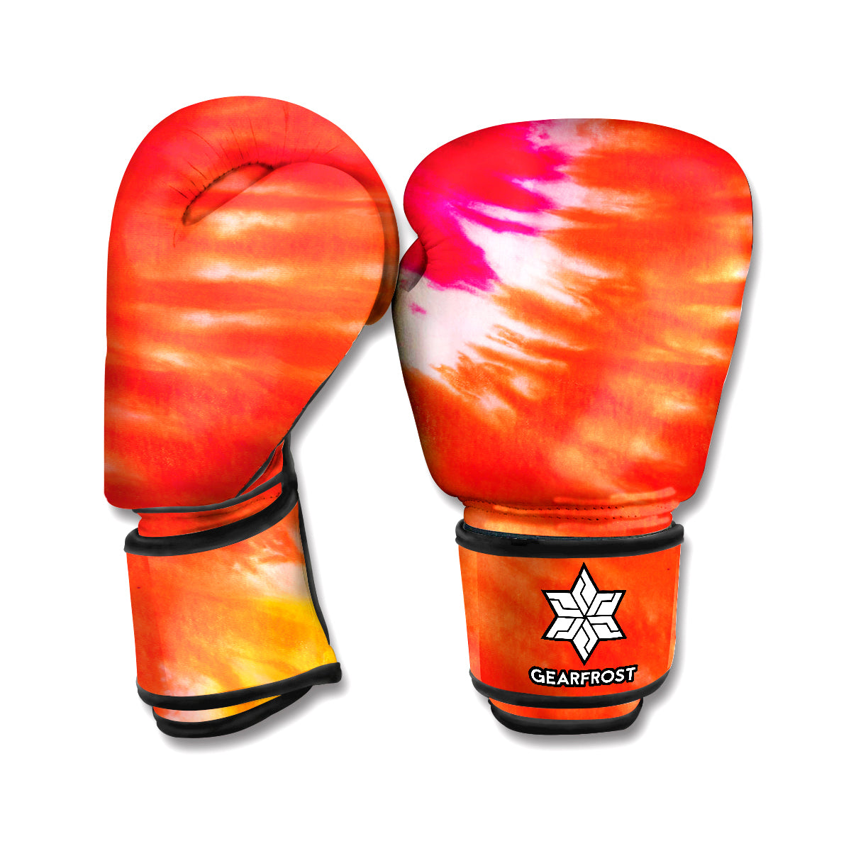 Red Yellow And Orange Tie Dye Print Boxing Gloves