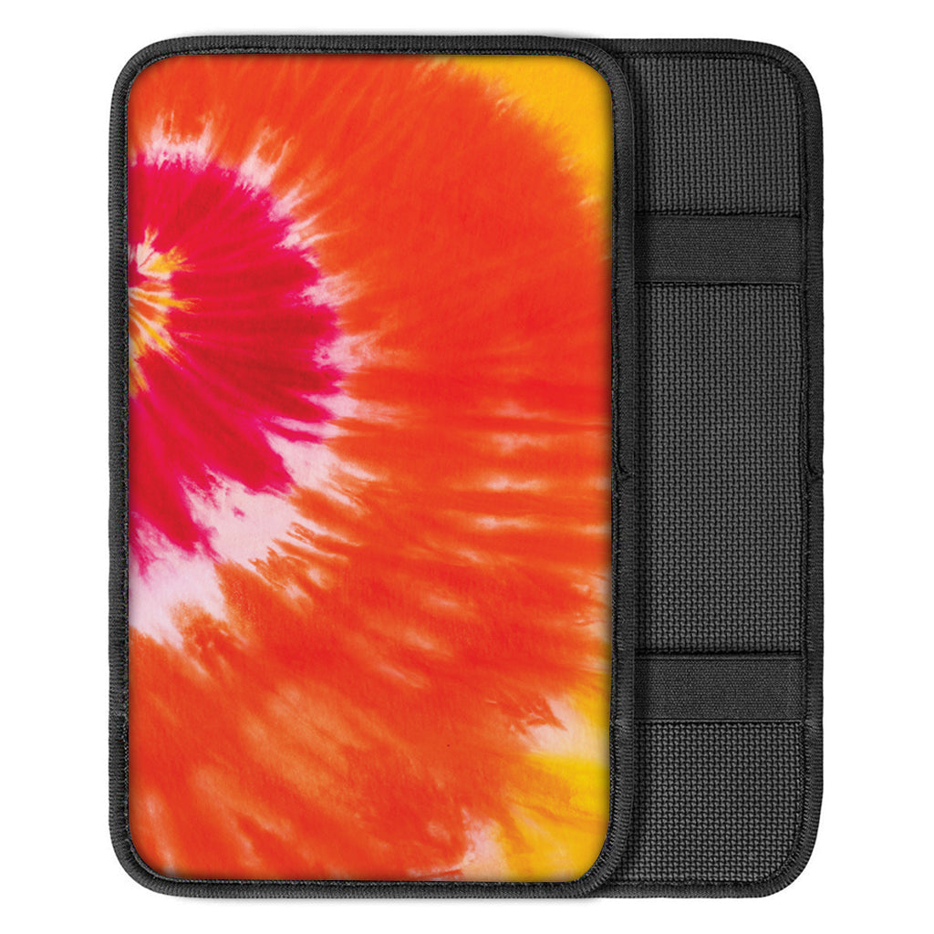 Red Yellow And Orange Tie Dye Print Car Center Console Cover