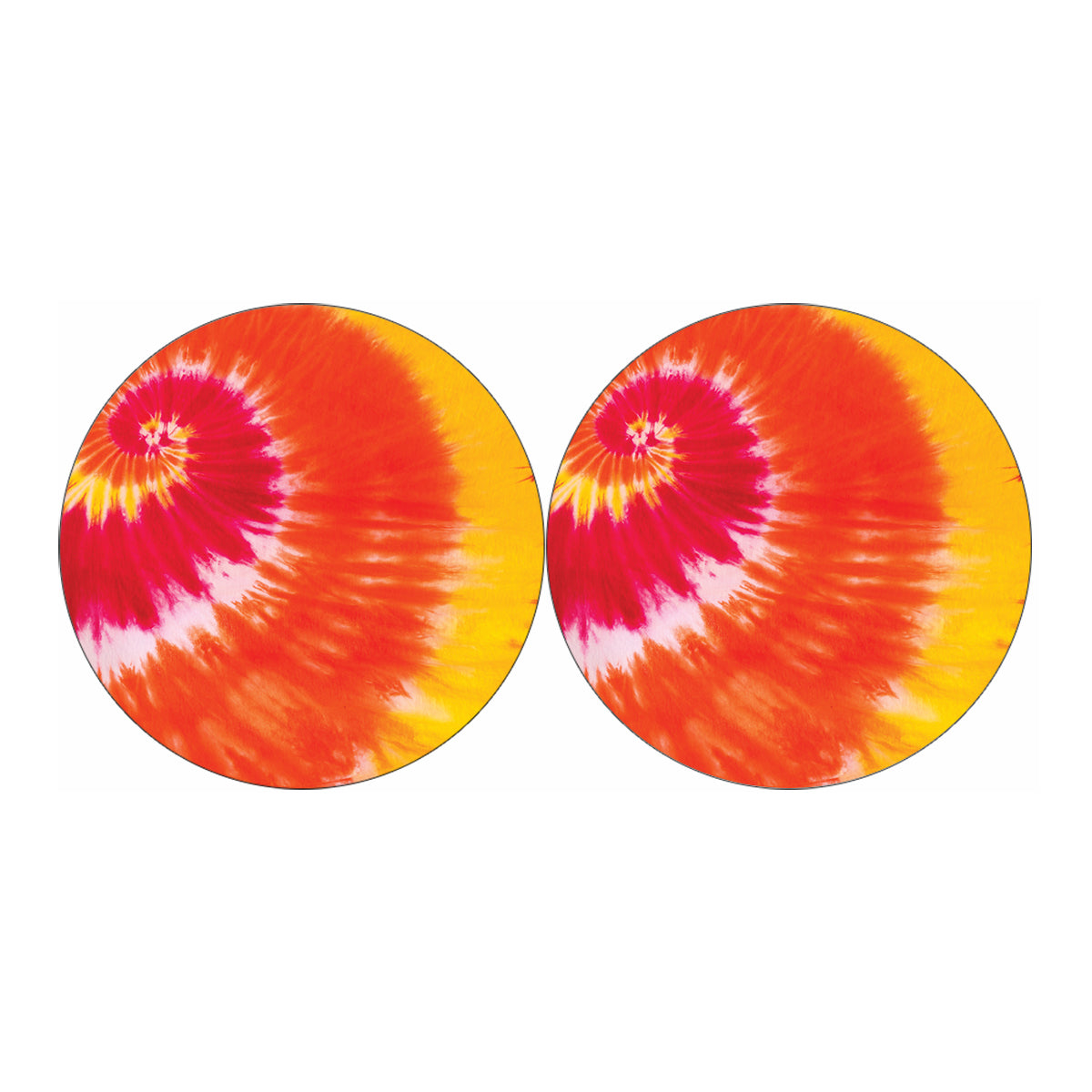 Red Yellow And Orange Tie Dye Print Car Coasters