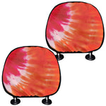 Red Yellow And Orange Tie Dye Print Car Headrest Covers