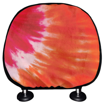 Red Yellow And Orange Tie Dye Print Car Headrest Covers