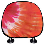 Red Yellow And Orange Tie Dye Print Car Headrest Covers