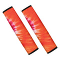 Red Yellow And Orange Tie Dye Print Car Seat Belt Covers