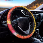 Red Yellow And Orange Tie Dye Print Car Steering Wheel Cover