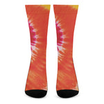 Red Yellow And Orange Tie Dye Print Crew Socks