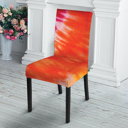 Red Yellow And Orange Tie Dye Print Dining Chair Slipcover