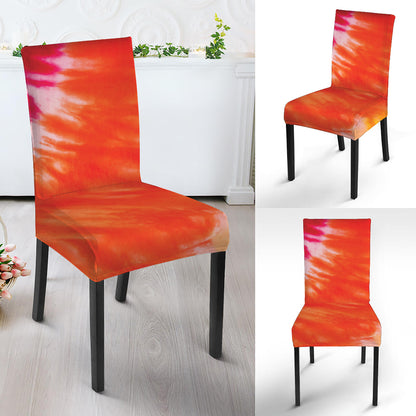 Red Yellow And Orange Tie Dye Print Dining Chair Slipcover