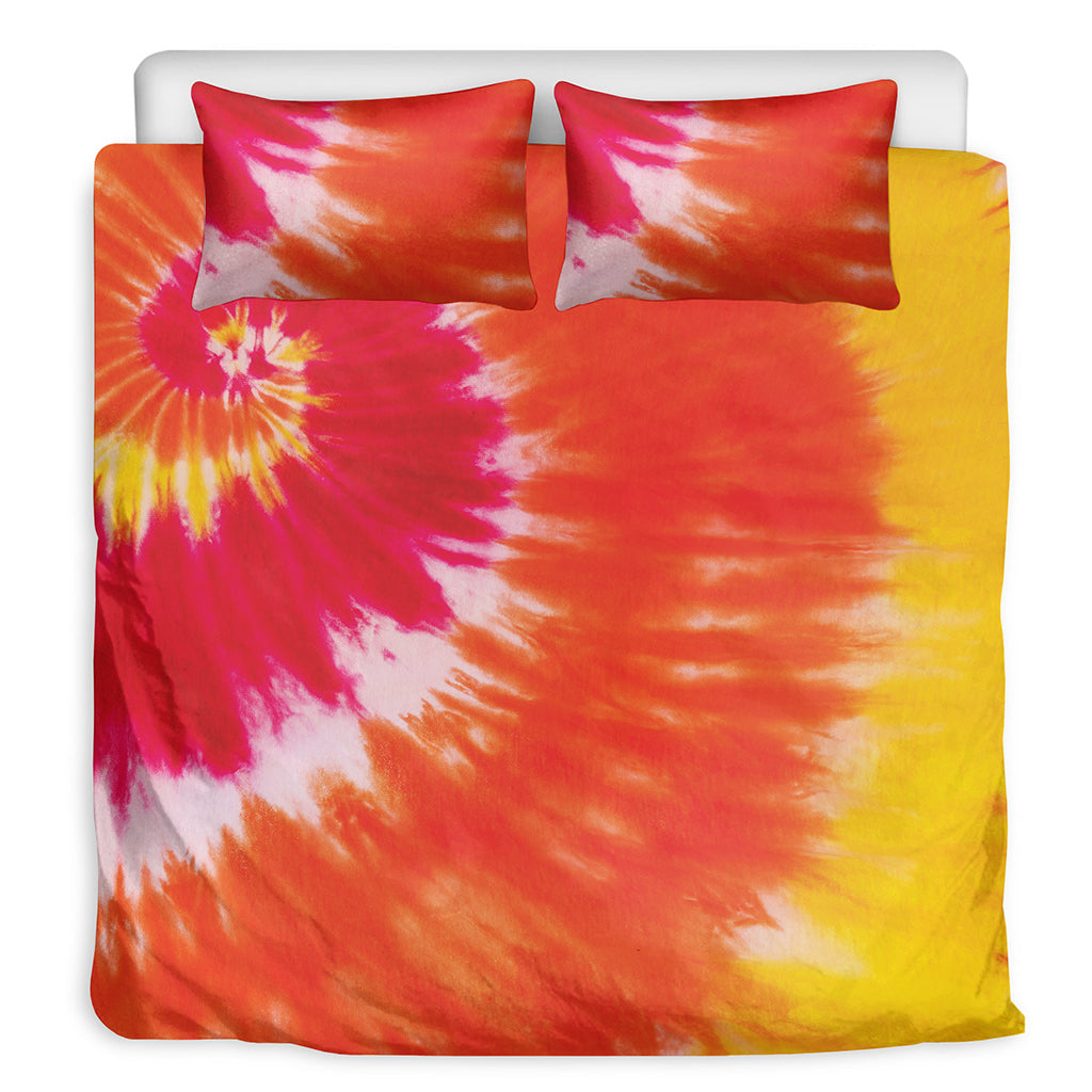 Red Yellow And Orange Tie Dye Print Duvet Cover Bedding Set