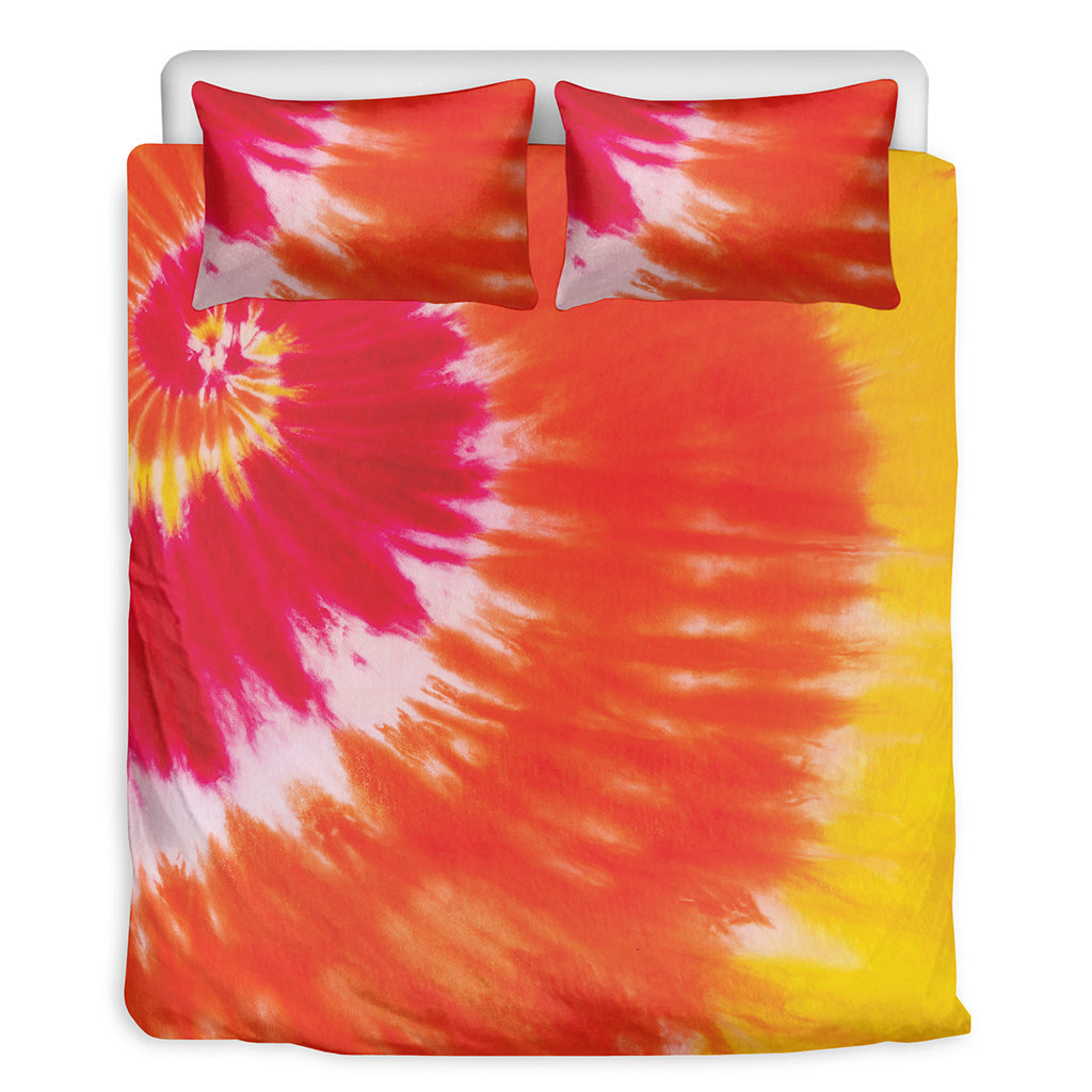 Red Yellow And Orange Tie Dye Print Duvet Cover Bedding Set