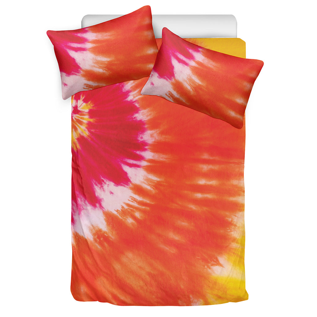 Red Yellow And Orange Tie Dye Print Duvet Cover Bedding Set