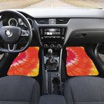 Red Yellow And Orange Tie Dye Print Front and Back Car Floor Mats