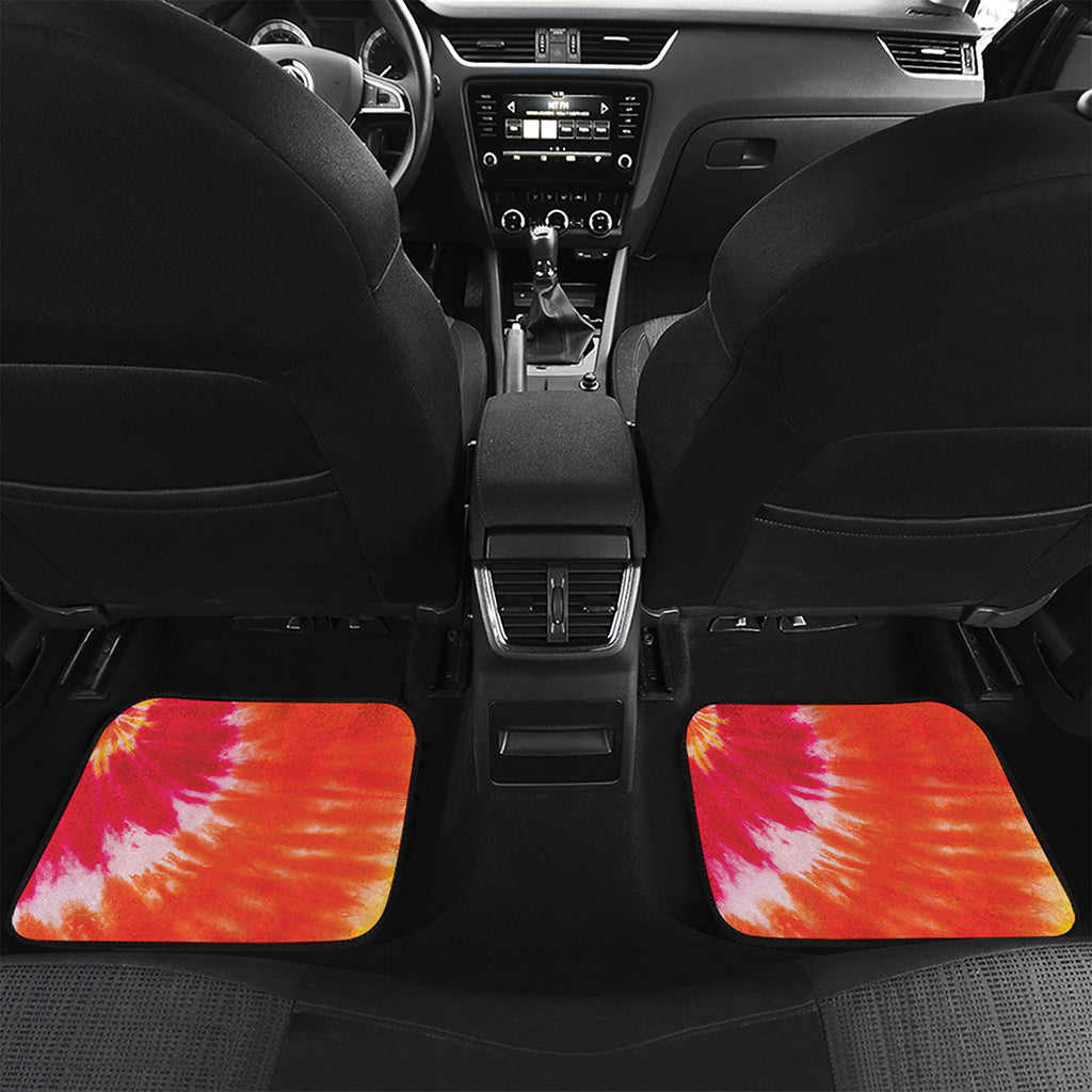 Red Yellow And Orange Tie Dye Print Front and Back Car Floor Mats
