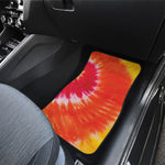 Red Yellow And Orange Tie Dye Print Front and Back Car Floor Mats