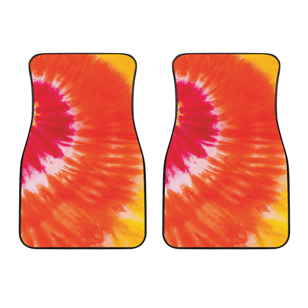 Red Yellow And Orange Tie Dye Print Front Car Floor Mats