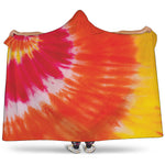 Red Yellow And Orange Tie Dye Print Hooded Blanket