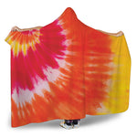 Red Yellow And Orange Tie Dye Print Hooded Blanket