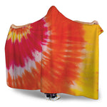 Red Yellow And Orange Tie Dye Print Hooded Blanket