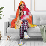 Red Yellow And Orange Tie Dye Print Hooded Blanket