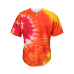 Red Yellow And Orange Tie Dye Print Men's Baseball Jersey