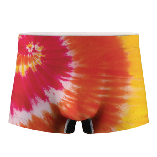 Red Yellow And Orange Tie Dye Print Men's Boxer Briefs