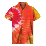 Red Yellow And Orange Tie Dye Print Men's Short Sleeve Shirt