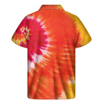 Red Yellow And Orange Tie Dye Print Men's Short Sleeve Shirt