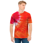 Red Yellow And Orange Tie Dye Print Men's T-Shirt