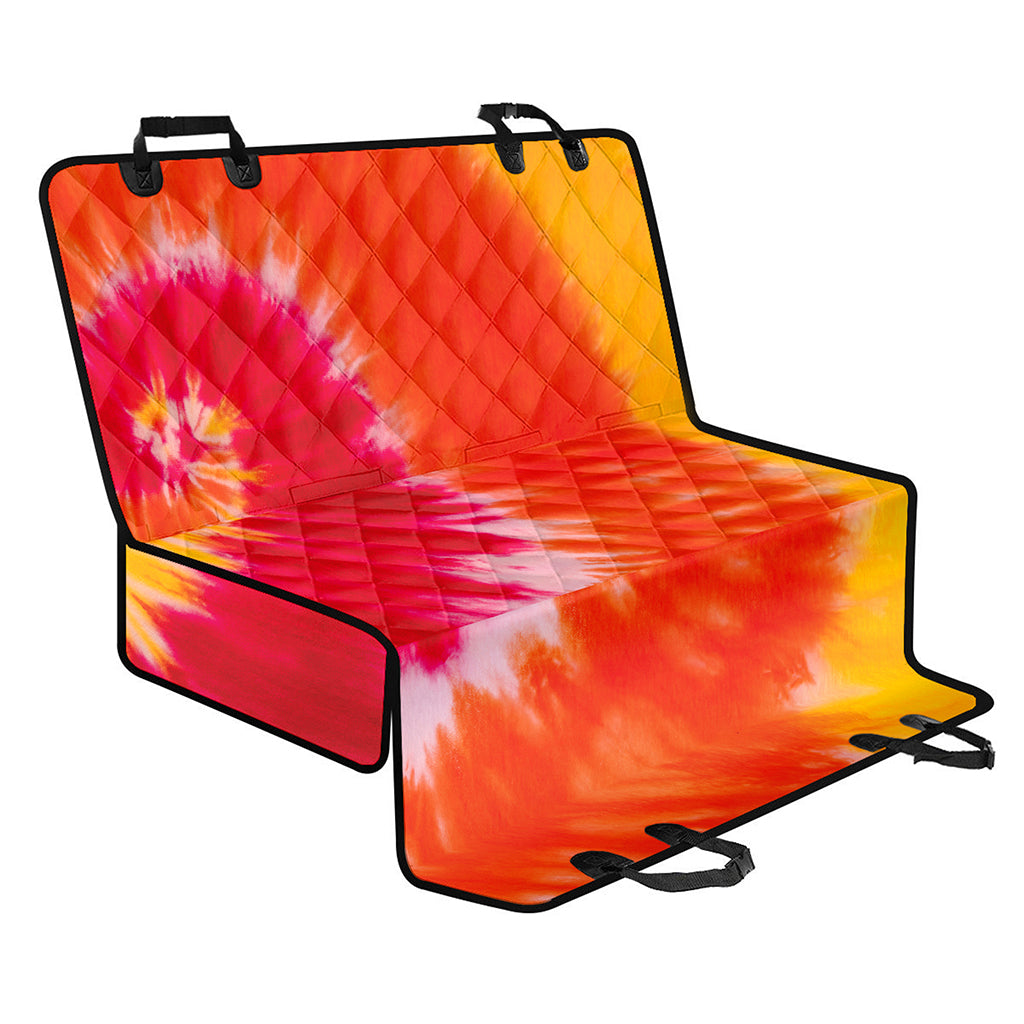 Red Yellow And Orange Tie Dye Print Pet Car Back Seat Cover