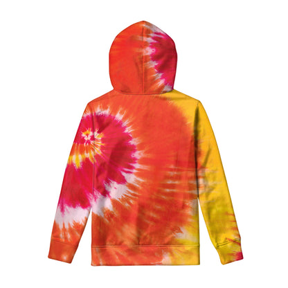 Red Yellow And Orange Tie Dye Print Pullover Hoodie