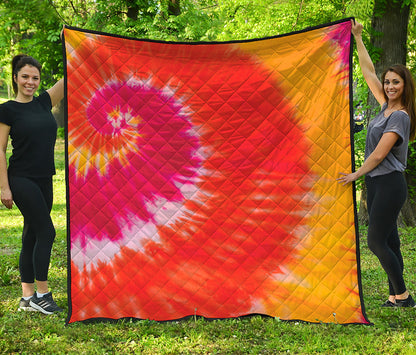 Red Yellow And Orange Tie Dye Print Quilt