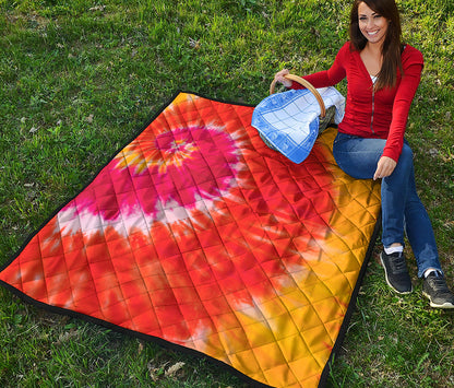 Red Yellow And Orange Tie Dye Print Quilt