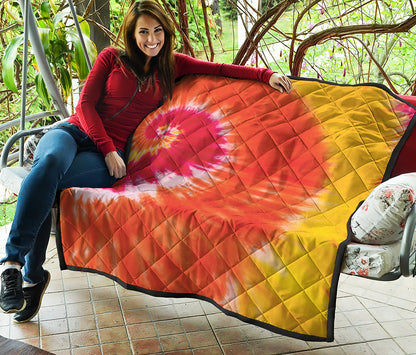 Red Yellow And Orange Tie Dye Print Quilt