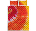 Red Yellow And Orange Tie Dye Print Quilt Bed Set