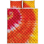 Red Yellow And Orange Tie Dye Print Quilt Bed Set