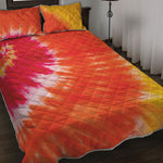 Red Yellow And Orange Tie Dye Print Quilt Bed Set