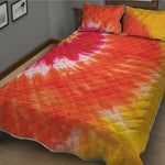 Red Yellow And Orange Tie Dye Print Quilt Bed Set