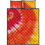 Red Yellow And Orange Tie Dye Print Quilt Bed Set