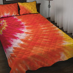 Red Yellow And Orange Tie Dye Print Quilt Bed Set