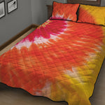 Red Yellow And Orange Tie Dye Print Quilt Bed Set