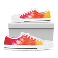 Red Yellow And Orange Tie Dye Print White Low Top Sneakers
