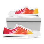 Red Yellow And Orange Tie Dye Print White Low Top Shoes