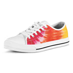 Red Yellow And Orange Tie Dye Print White Low Top Shoes