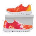 Red Yellow And Orange Tie Dye Print White Running Shoes