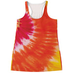 Red Yellow And Orange Tie Dye Print Women's Racerback Tank Top