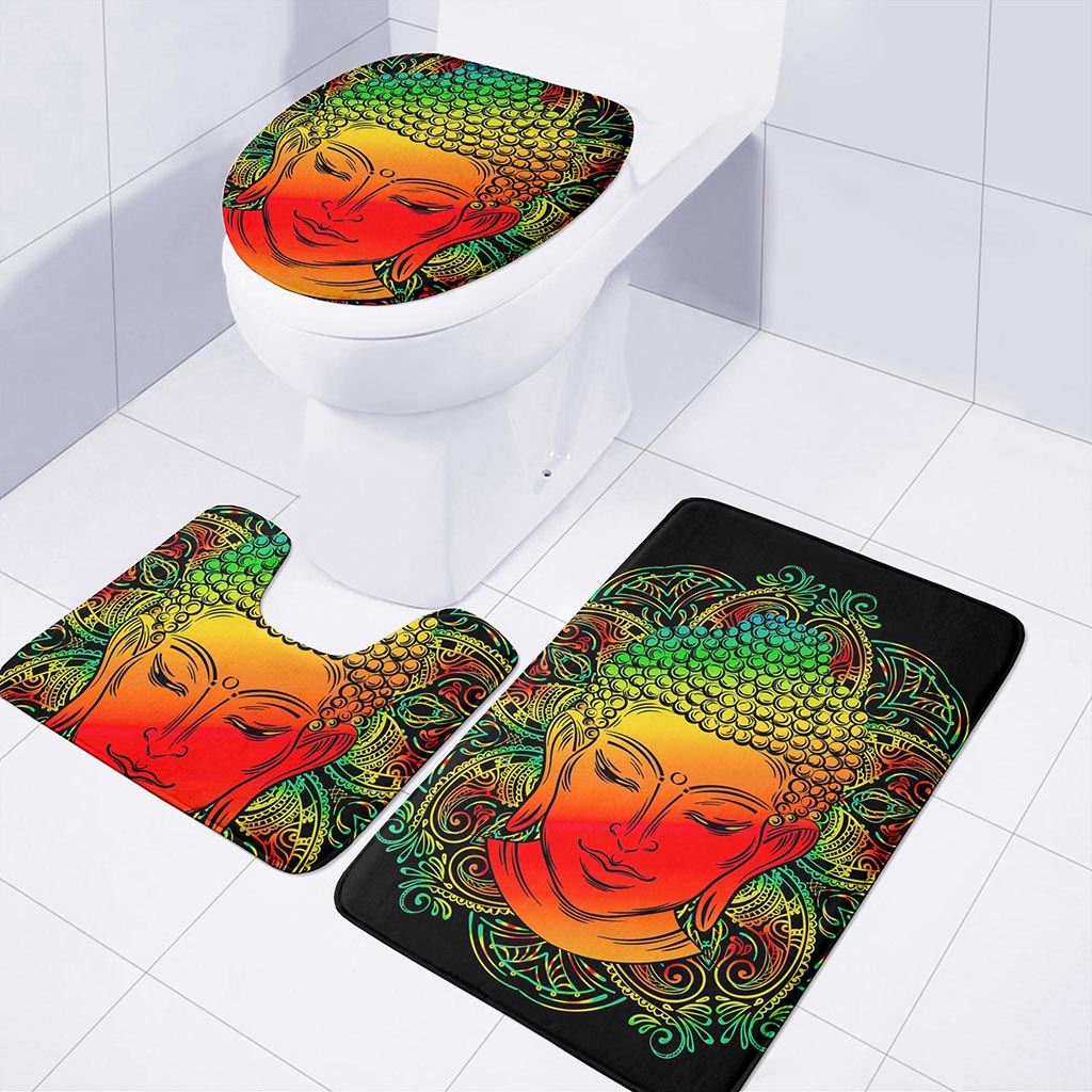 Reggae Buddha Print 3 Piece Bath Mat Set